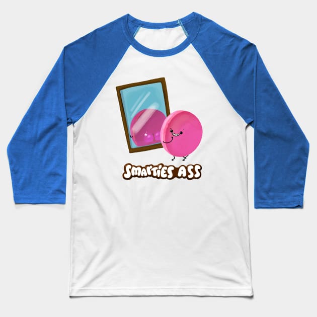 Smarties Ass Baseball T-Shirt by BBvineart